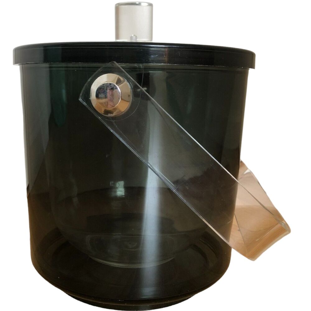 Mid Century Modern Ice Bucket Lucite Smokey Gray Clear Styson Art